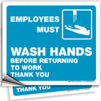 Employees Must Wash Hands Signs Stickers