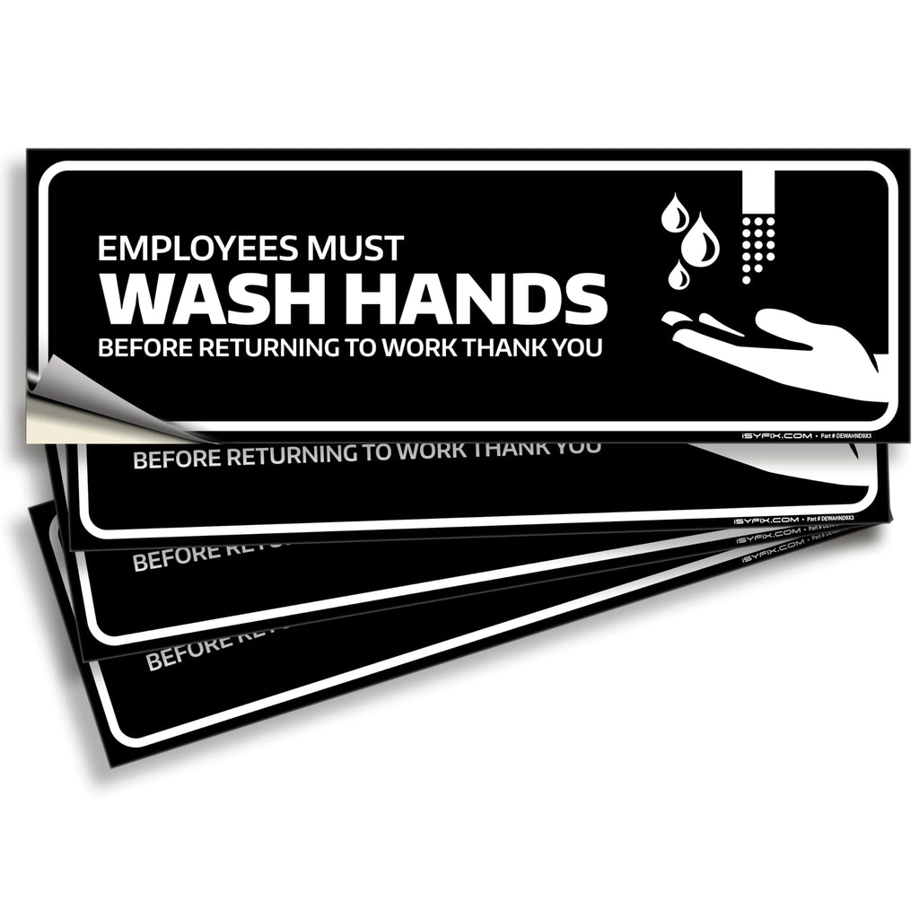 Employees Must Wash Hands Stickers