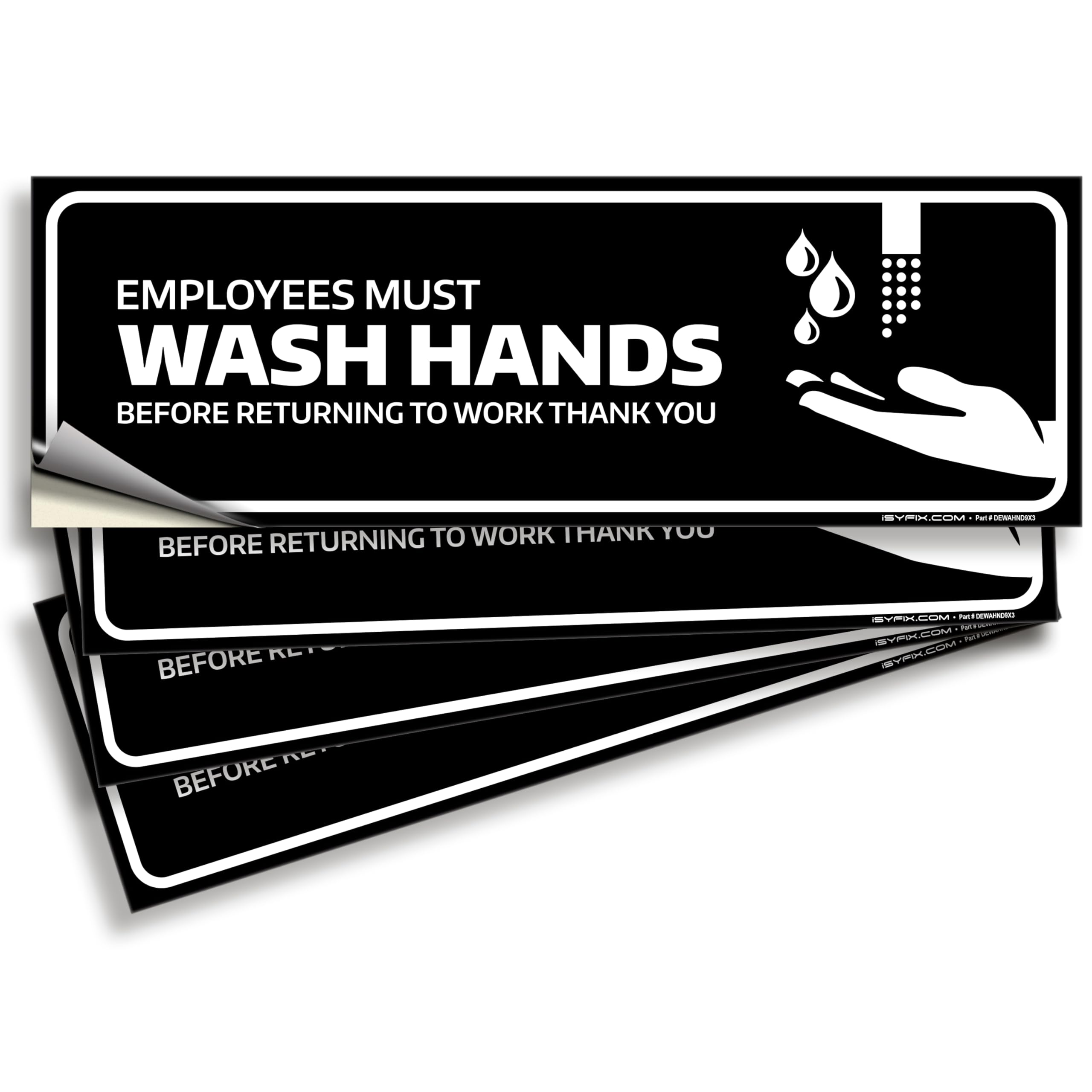 Employees Must Wash Hands Stickers