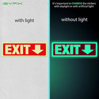 Glow in the dark exit sign with arrows — plastic, down arrow, 12 x 4 inch