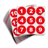 Consecutive Number Stickers 1–100 – Round Vinyl Labels, 7 Colors