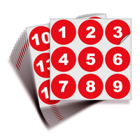 Consecutive Number Stickers 1–100 – Round Vinyl Labels, 7 Colors
