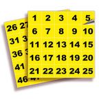 Square Consecutive Number Stickers - 1 to 50