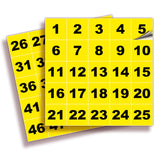 Square Consecutive Number Stickers 1–50 – Vinyl Labels, 7 Colors