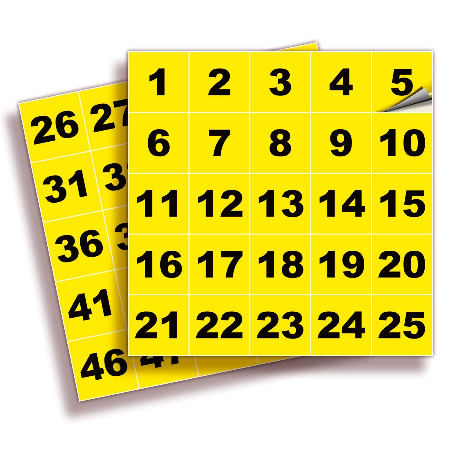 Square Consecutive Number Stickers - 1 to 50