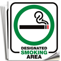 Designated Smoking Area Signs – Aluminum & Vinyl, 7 x 10 & 6 x 7 in