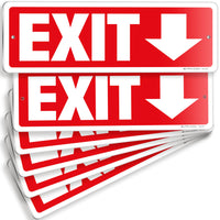 Exit sign with directional arrows — aluminum, down arrow, 12 x 4 inch