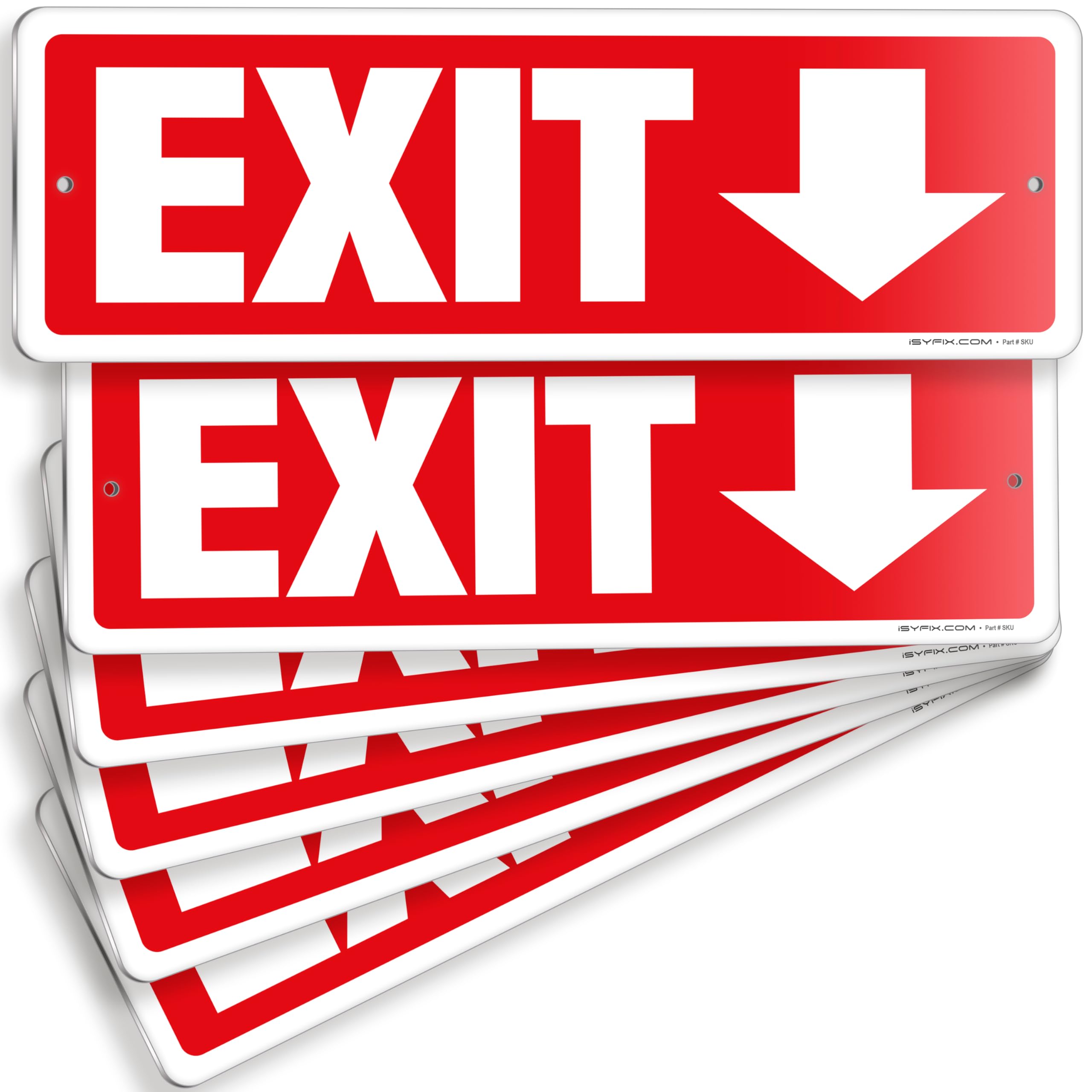 Exit sign with directional arrows — aluminum, down arrow, 12 x 4 inch