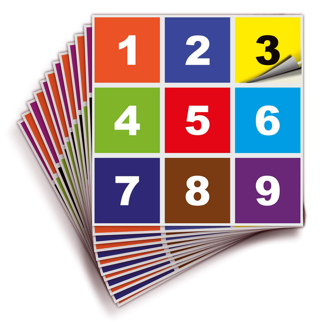 Square Consecutive Number Stickers - 1 to 100
