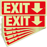 Glow in the dark exit sign with arrows — plastic, down arrow, 12 x 4 inch