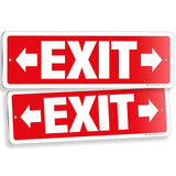 Exit sign with directional arrows — aluminum, right & left, 12 x 4 inch