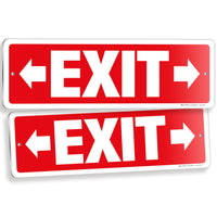 Exit sign with directional arrows — aluminum, right & left, 12 x 4 inch