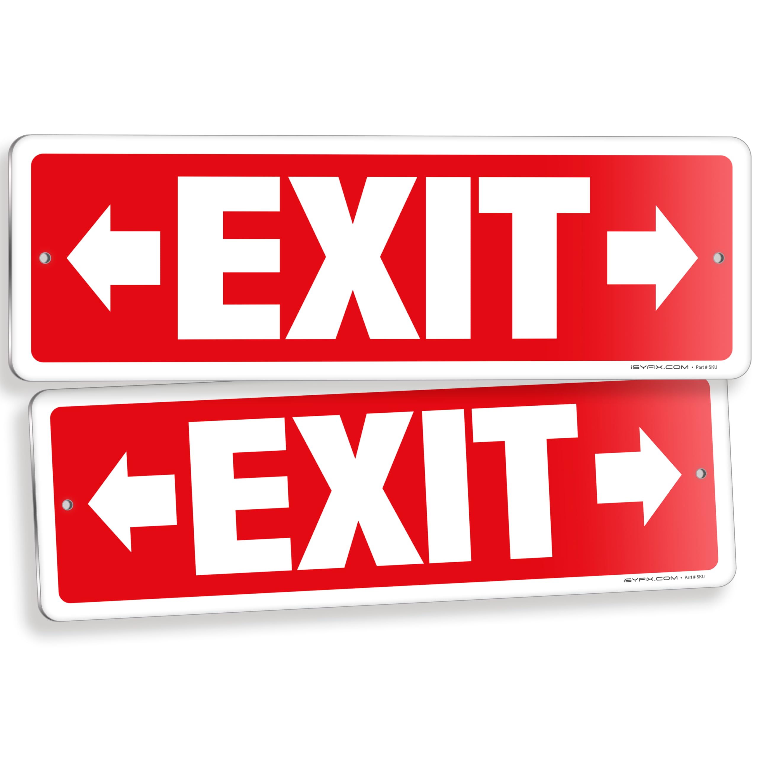 Exit sign with directional arrows — aluminum, right & left, 12 x 4 inch