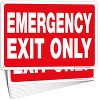 Emergency Exit Only Signs – Vinyl, Plastic & Aluminum, Glow Options