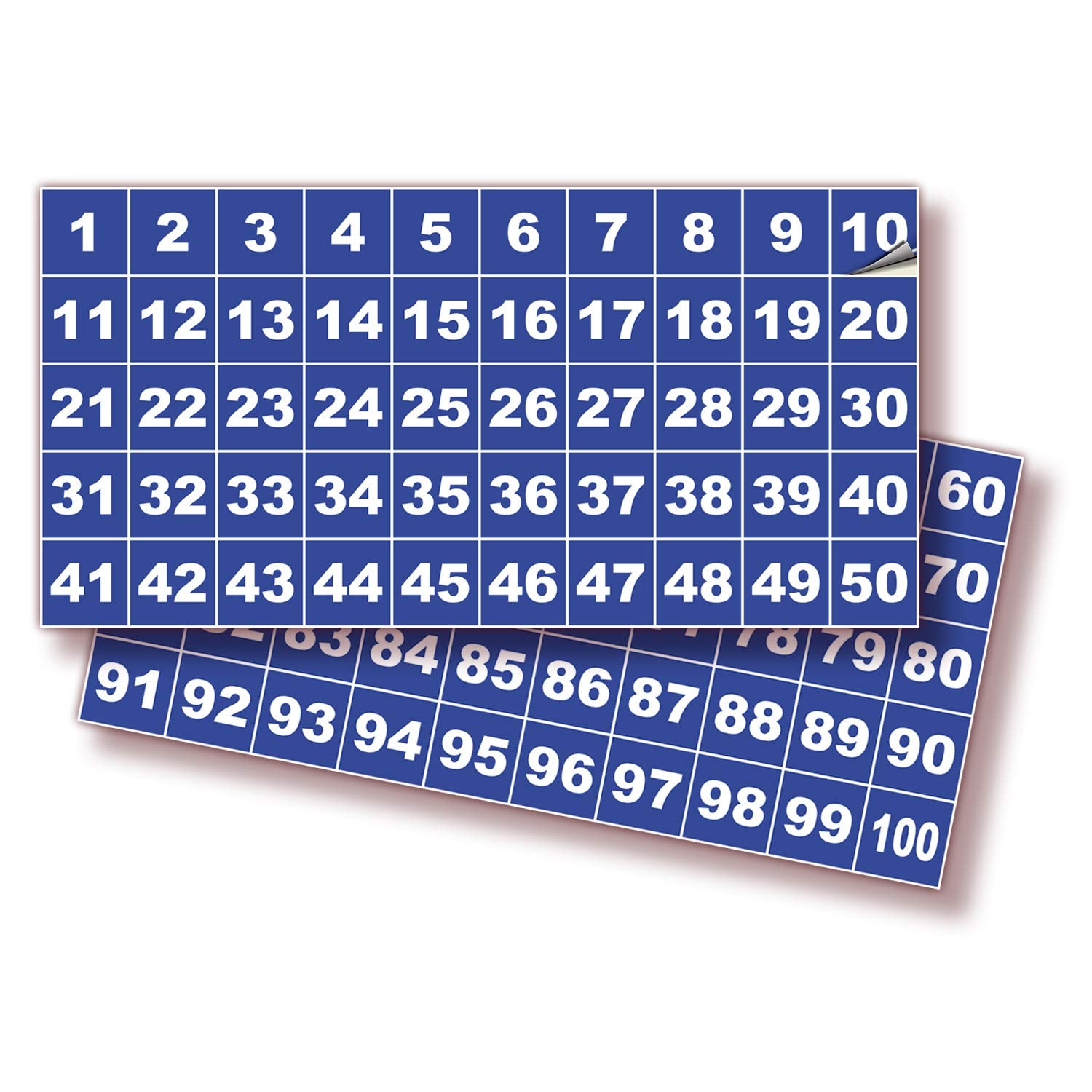 Square Consecutive Number Stickers - 1 to 100