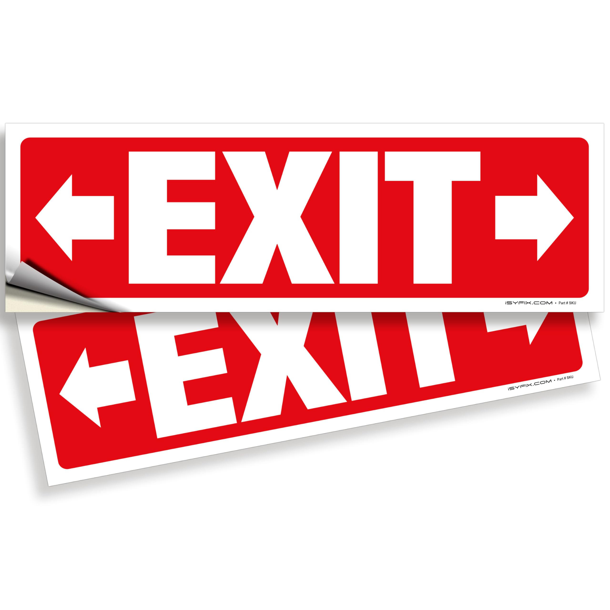 Exit sign with directional arrows — adhesive vinyl, right & left, 12 x 4 inch