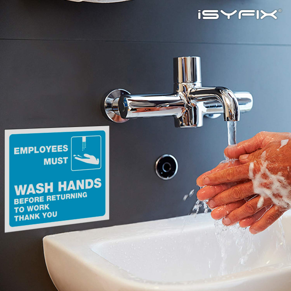 Employees Must Wash Hands Signs Stickers