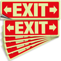 Glow in the dark exit sign with arrows — adhesive vinyl, right & left, 12 x 4 inch