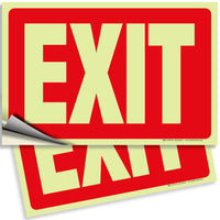 Glow in the Dark Exit Signs – Red, Arrow Options, 10 x 7 in