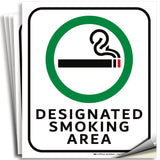 Designated Smoking Area Signs – Aluminum & Vinyl, 7 x 10 & 6 x 7 in