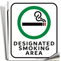Designated Smoking Area Signs – Aluminum & Vinyl, 7 x 10 & 6 x 7 in