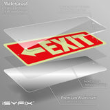 Glow in the dark exit sign with arrows — aluminum, left arrow, 12 x 4 inch