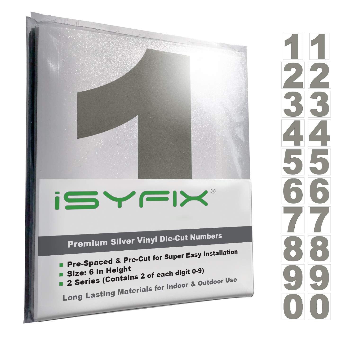 iSYFIX vinyl number stickers – Silver