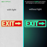 Glow in the dark exit sign with arrows — adhesive vinyl, right arrow, 12 x 4 inch