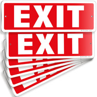 Exit sign with directional arrows — aluminum, standard, 12 x 4 inch