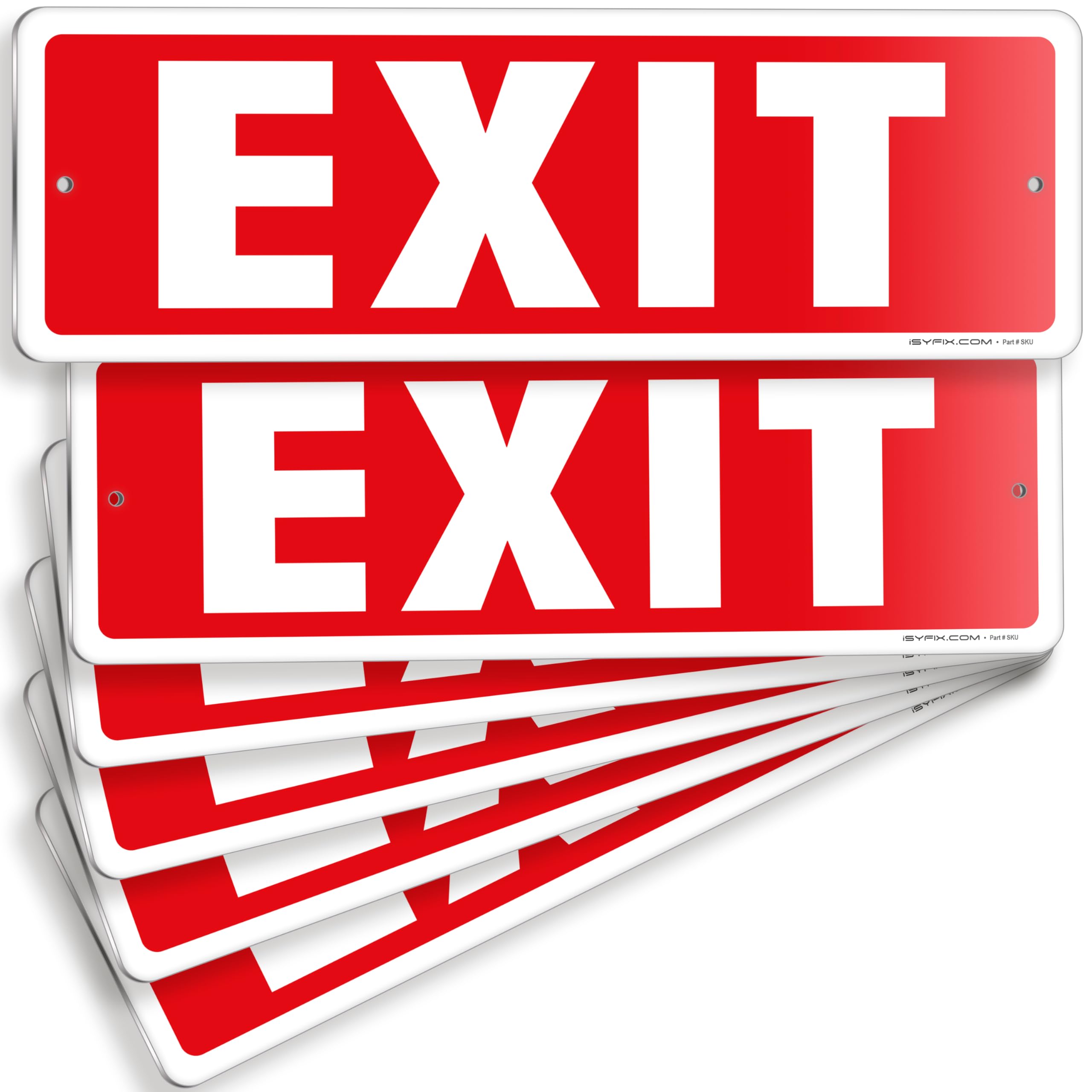 Exit sign with directional arrows — aluminum, standard, 12 x 4 inch