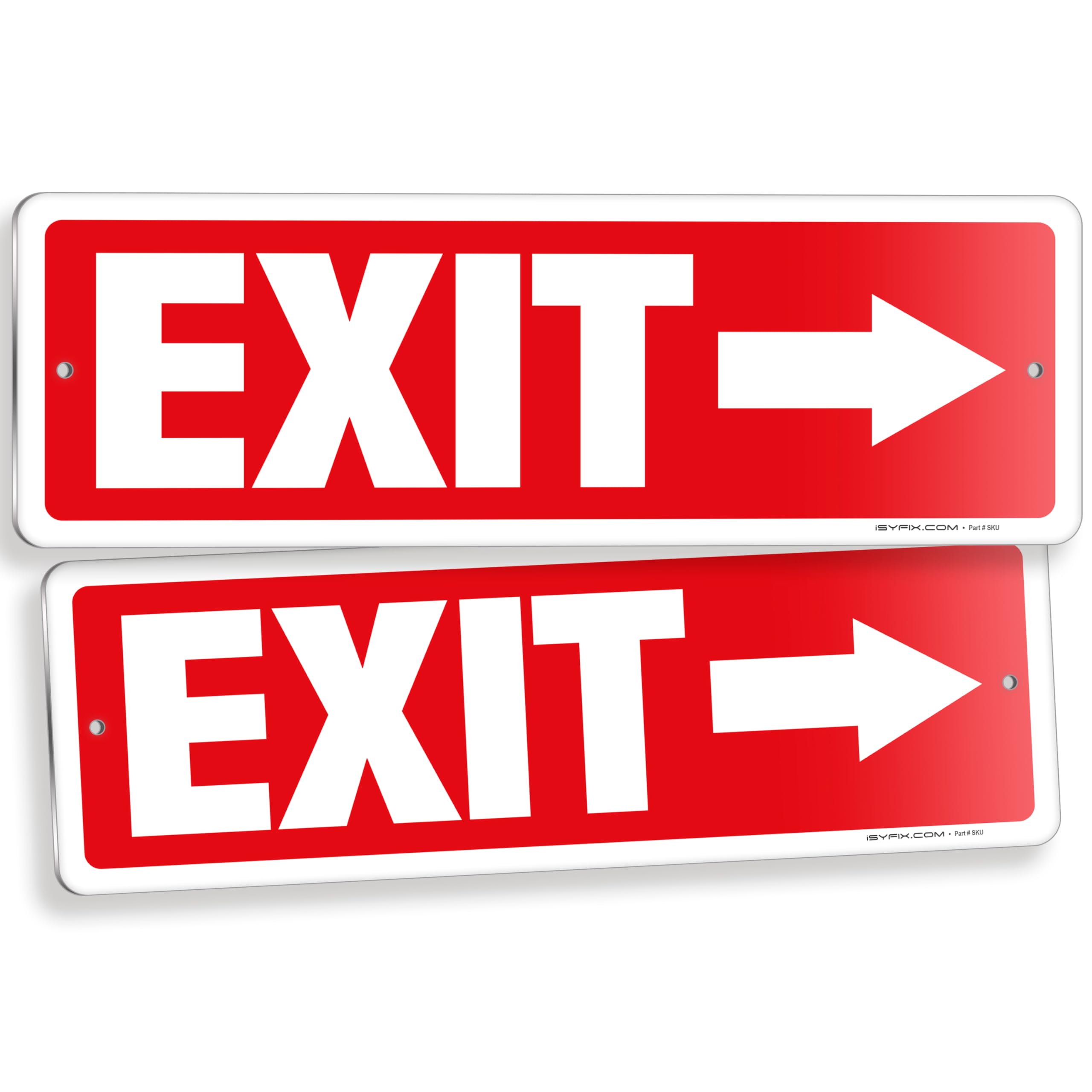 Exit sign with directional arrows — aluminum, right arrow, 12 x 4 inch