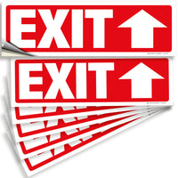 Exit sign with directional arrows — adhesive vinyl, up arrow, 12 x 4 inch