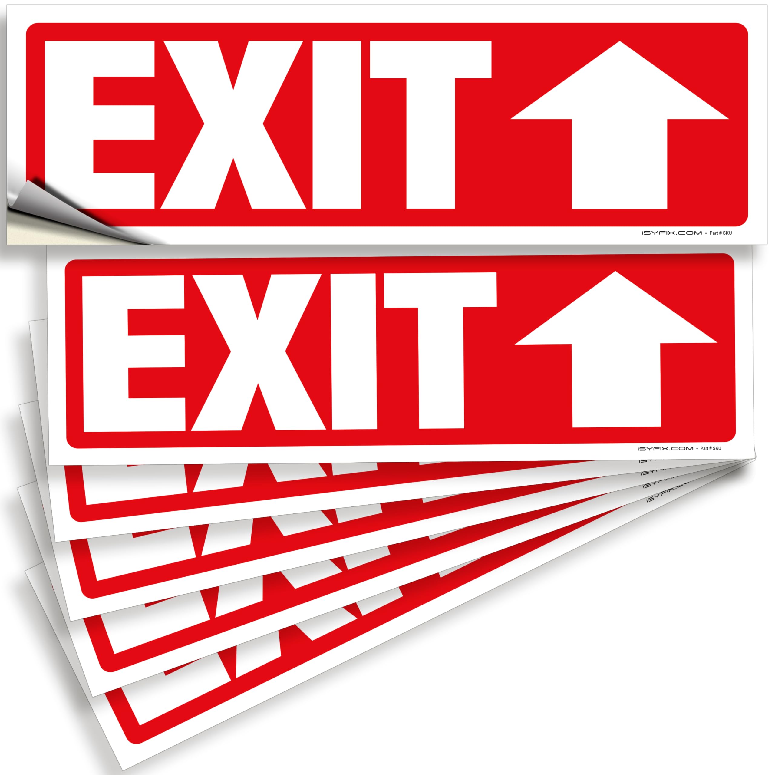 Exit sign with directional arrows — adhesive vinyl, up arrow, 12 x 4 inch