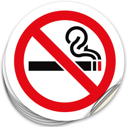 No Smoking Signs – Vinyl Stickers, 6-Pack, 3 x 3 & 5 x 5 in