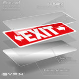Exit sign with directional arrows — aluminum, right & left, 12 x 4 inch