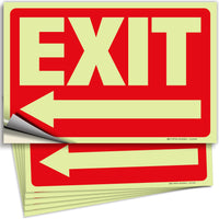 Glow in the Dark Exit Signs – Red, Arrow Options, 10 x 7 in