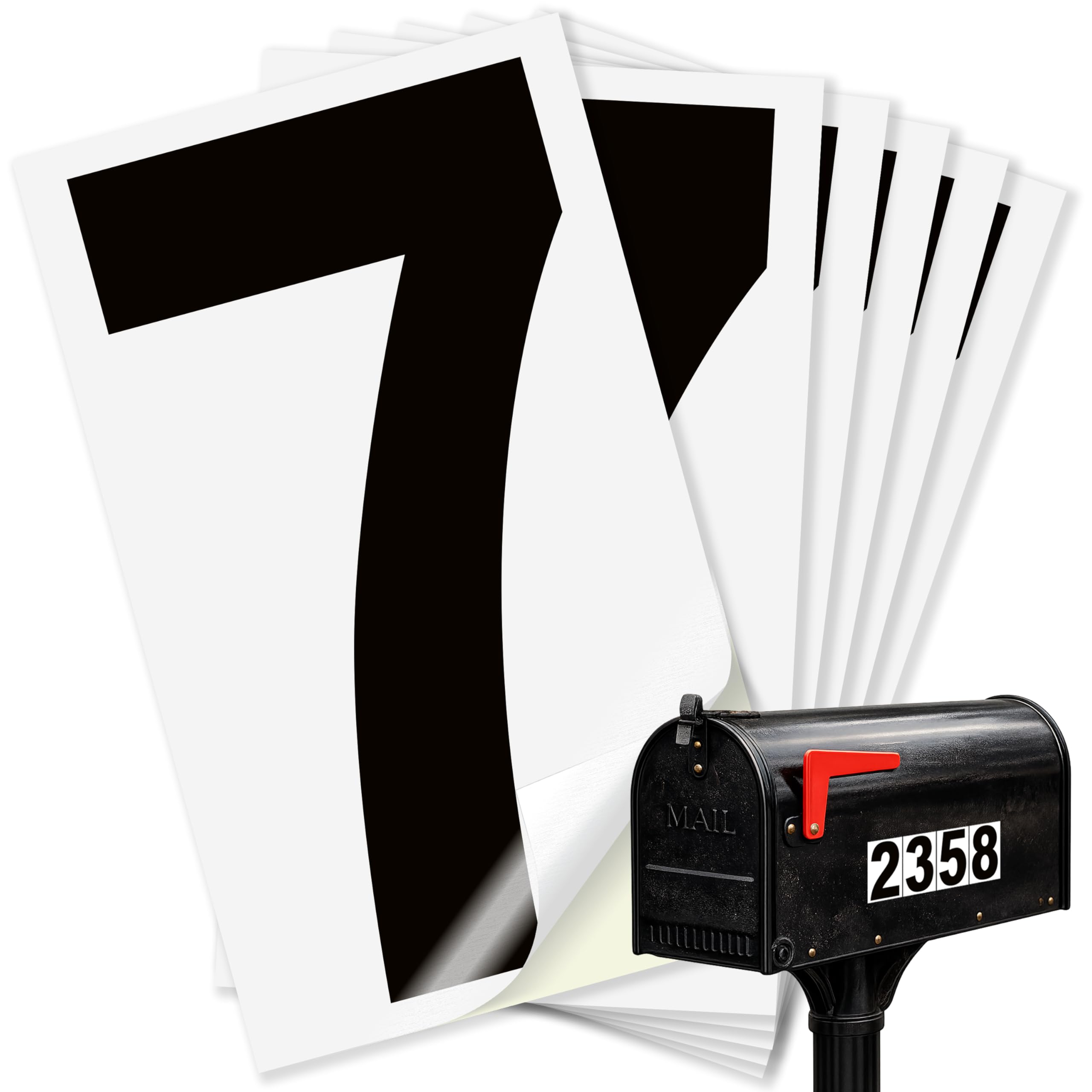 Number 7 black on white background, 2 inch vinyl sticker