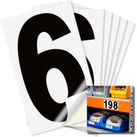 Number 6 black on white background, 3 inch vinyl sticker