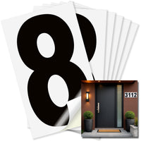 Number 8 black on white background, 6 inch vinyl sticker