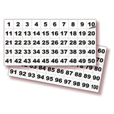 Square Consecutive Number Stickers 1–100 – Vinyl Labels, 7 Colors