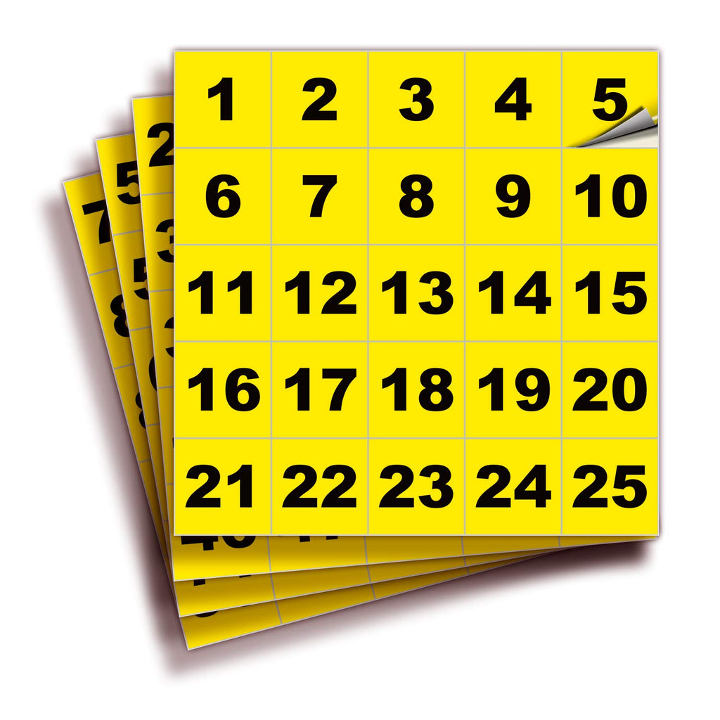Square Consecutive Number Stickers - 1 to 100