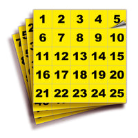 Square Consecutive Number Stickers 1–100 – Vinyl Labels, 7 Colors