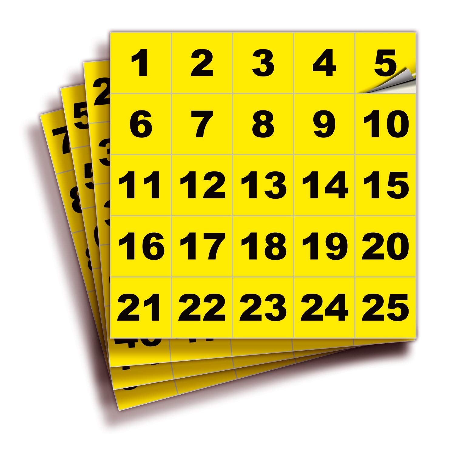 Square Consecutive Number Stickers - 1 to 100