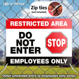 Restricted area employees only sign – 14x10 in, mounted on wall