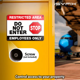 Restricted area employees only sign – 10x7 in, 2-pack