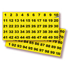Square Consecutive Number Stickers - 1 to 100