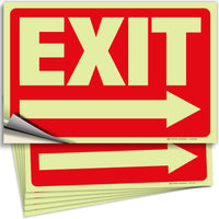 Glow in the Dark Exit Signs – Red, Arrow Options, 10 x 7 in