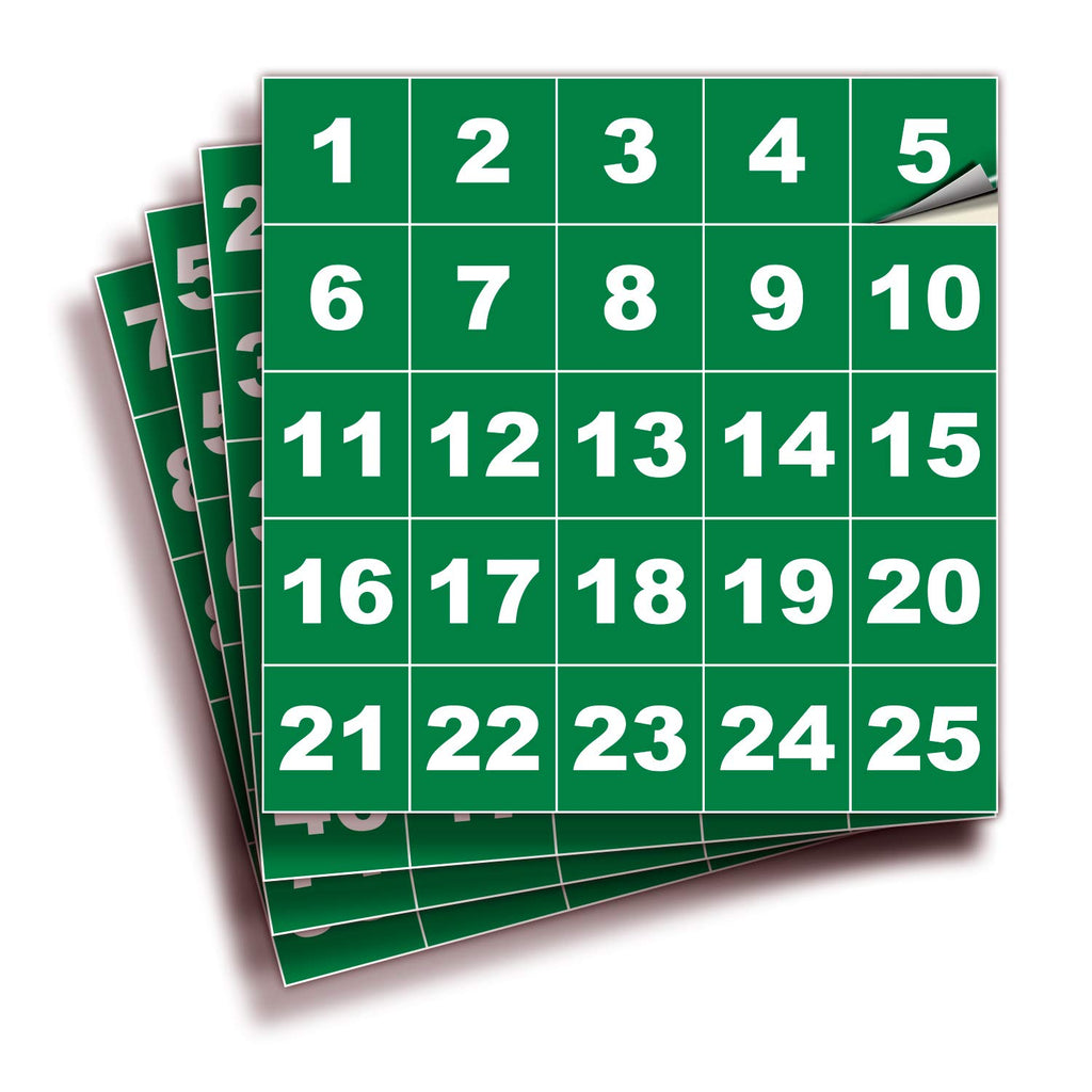Square Consecutive Number Stickers - 1 to 100