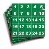 Square Consecutive Number Stickers 1–100 – Vinyl Labels, 7 Colors
