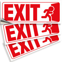 Exit Sign Stickers – Two-Tone Vinyl Decals, 3-Pack, 10 x 4 in
